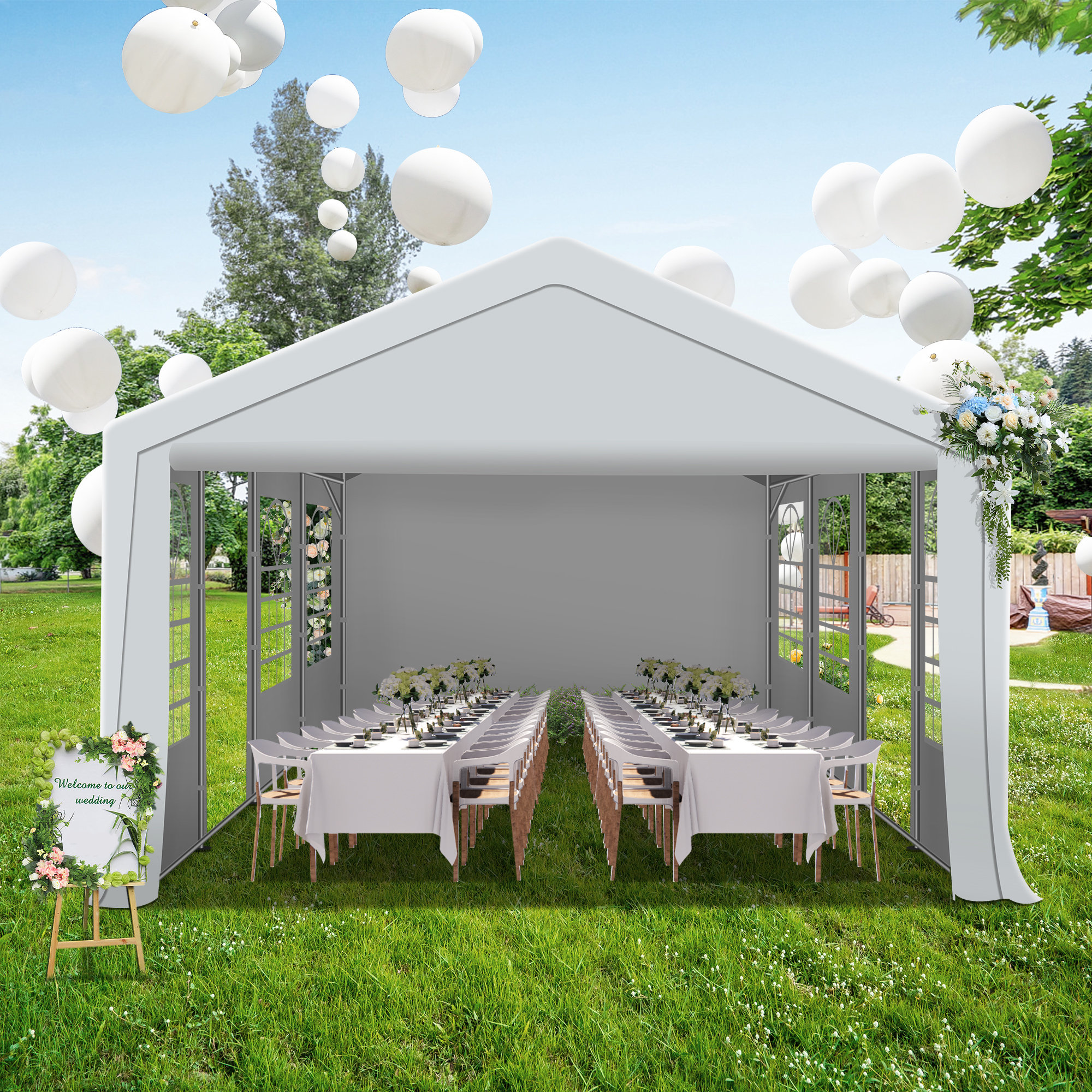 COVERONICS 20 Ft. W x 30 Ft. D Galvanized Steel Party Tent Reviews Wayfair